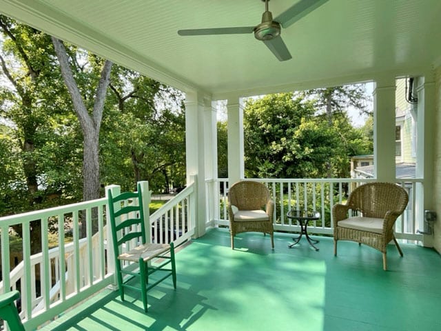 porch with fan