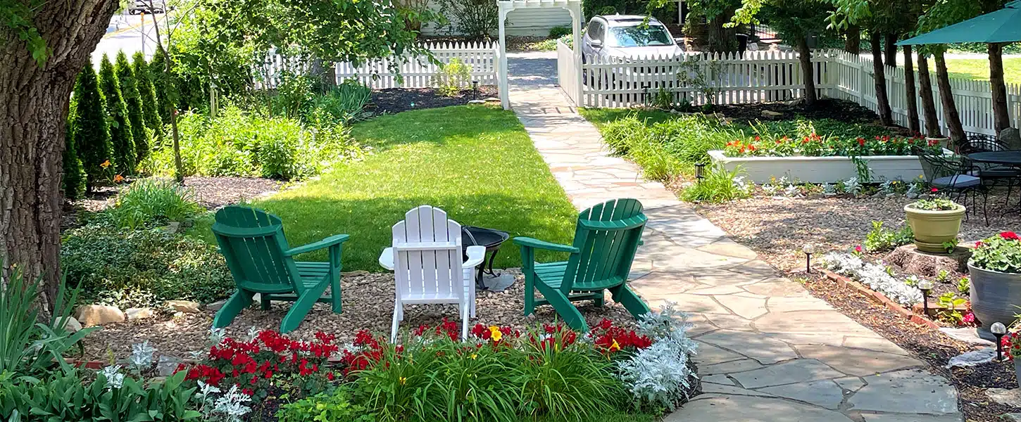 back garden and parking
